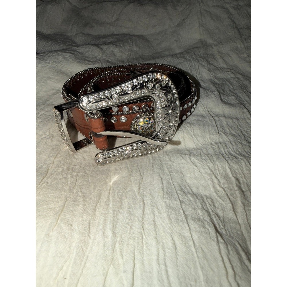 Blazin Roxx Women's Brown Croc Print Rhinestone Western Belt N3512002